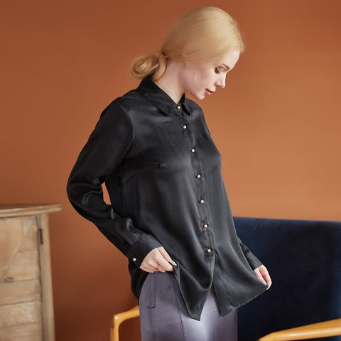 Soft Strokes Silk | Pointed Collar Fitted Ariel Blouse