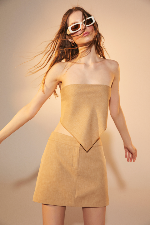 Nazli Ceren | Spódnica mini Marde camelowa