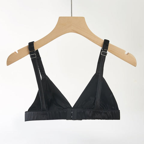 Soft Strokes Silk | Classic Black Handmade Bralette Bra