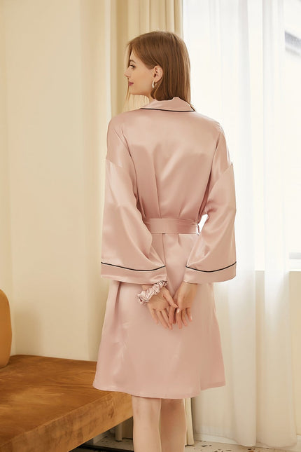 Soft Strokes Silk | Pasithea Baby Pink Kimono Robe