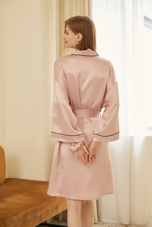 Soft Strokes Silk | Pasithea Baby Pink Kimono Robe