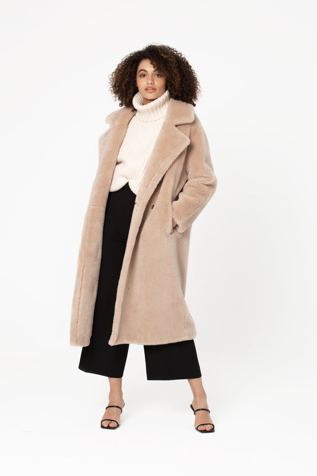 GIODORO | Lacossi Teddy Bear Coat in Buttercream Color