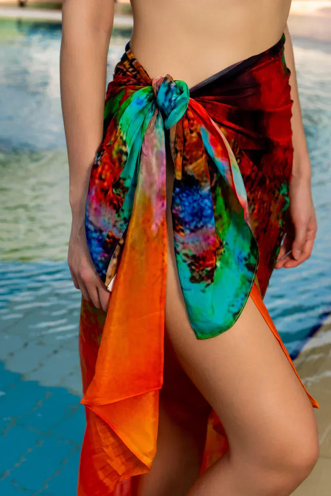 Roar Abstract Print Multicolor Sarong