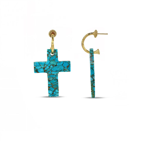 Arvino | Turquoise Faith Cross Earrings