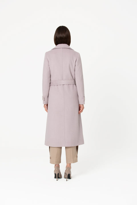 GIODORO | Friona Belted Grey Lilac Wool Coat