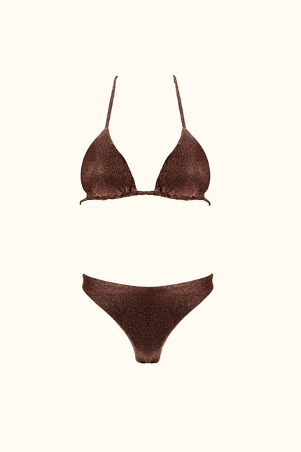Say no more | Gigi Triangle Bikini Set Brown Lurex