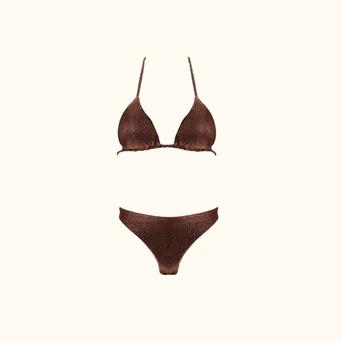 Say no more | Gigi Triangle Bikini Set Brown Lurex