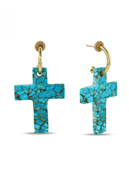 Arvino | Turquoise Faith Cross Earrings