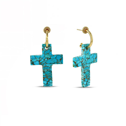 Arvino | Turquoise Faith Cross Earrings