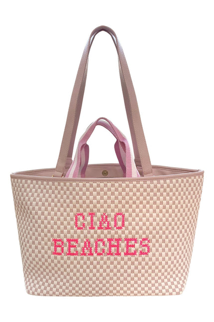 Pink Ciao Beaches summer shoulder bag by Lilly Loves with a stylish design perfect for beach essentials.