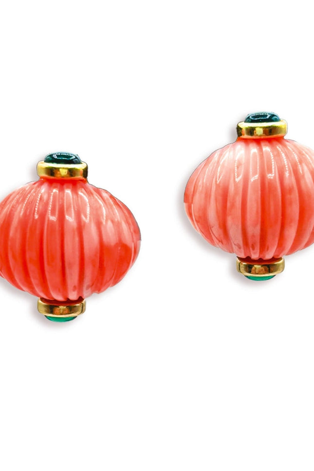 Michael Nash Jewelry | Luisa Carved Coral And Jade Resin Earrings