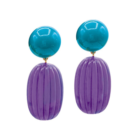 Michael Nash Jewelry | Arabella Turquoise And Purple Resin Pierced Earrings