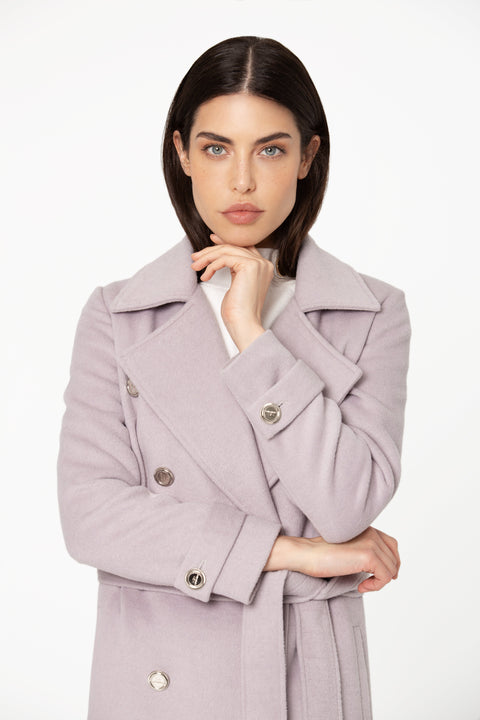 GIODORO | Friona Belted Grey Lilac Wool Coat