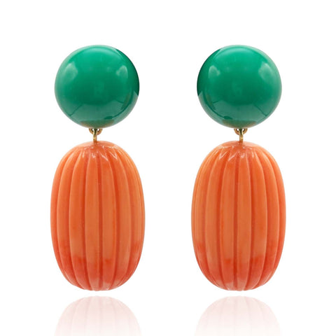 Michael Nash Jewelry | Arabella Jade And Coral Resin Clip Earrings