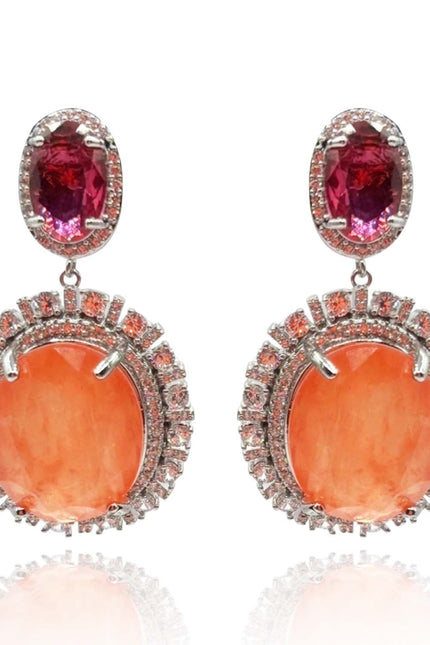 Michael Nash Jewelry | Gemma Flawed Orange And Pink Fourmaline Glass Clip Drop Earrings