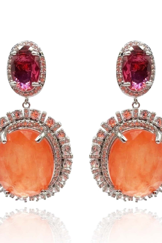 Michael Nash Jewelry | Gemma Flawed Orange And Pink Fourmaline Glass Clip Drop Earrings