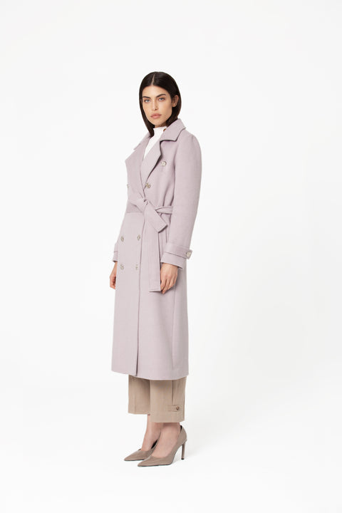 GIODORO | Friona Belted Grey Lilac Wool Coat