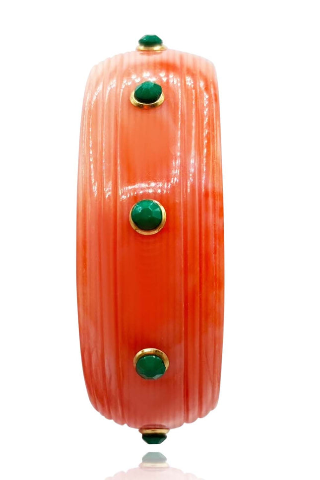 Michael Nash Jewelry | Rosa Coral And Jade Resin Bangle