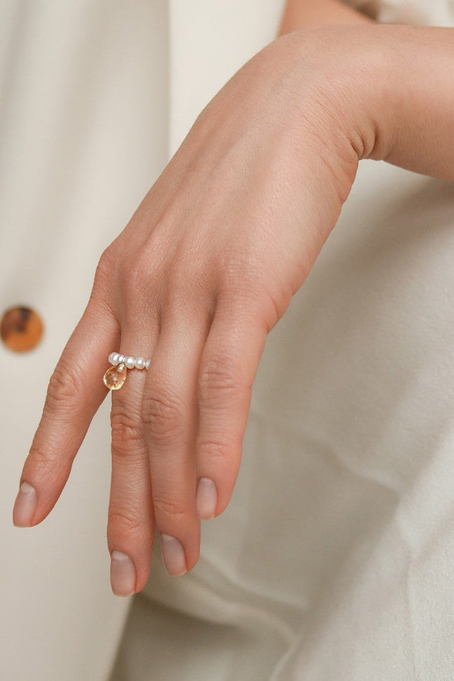 Pas de Marque | Freshwater pearl citrine ring Reine