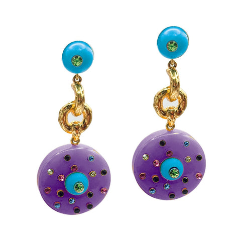 Michael Nash Jewelry | Isabella Turquoise And Amethyst Resin Pierced Drop Earrings