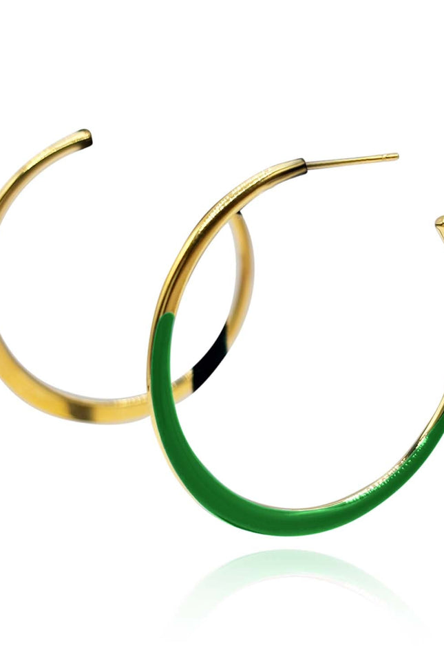 Michael Nash Jewelry | Ellery Gold And Green Enamel Hoop Eqrrings