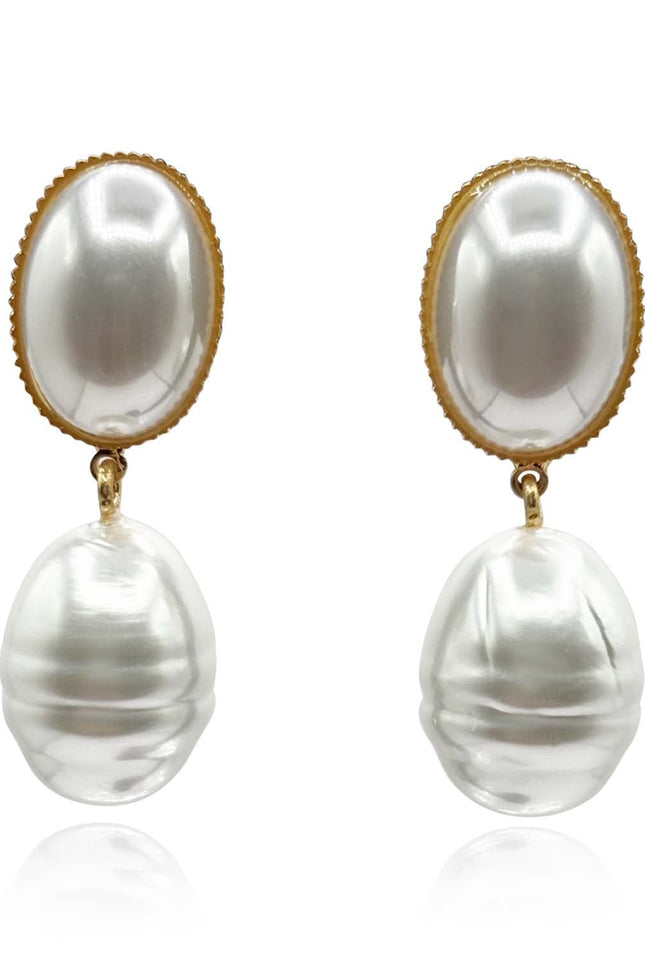 Michael Nash Jewelry | Emma Baroque White Glass Pearl Drop Earrings
