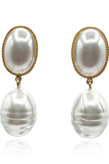 Michael Nash Jewelry | Emma Baroque White Glass Pearl Drop Earrings