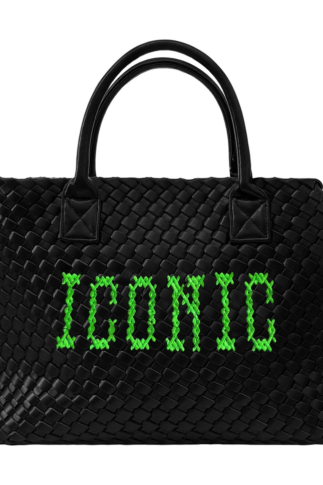 Lilly Loves iconic vegan stitched handbag with top handles and sleek design, made from eco-friendly vegan leather.