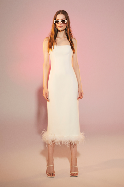Nazli Ceren | Miles Crepe Midi Dress in Vanilla Ice