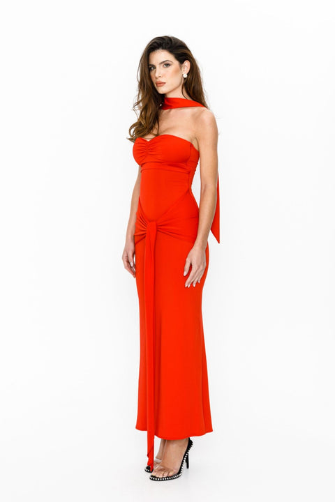 Say no more I Mariella Red  Draped Tie Dress
