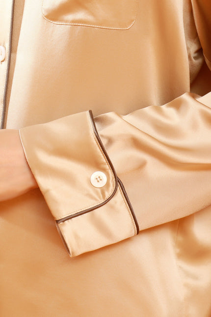 Soft Strokes Silk | Beige Unisex Long Sleeve Pyjamas