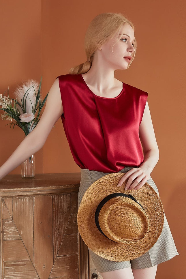 Soft Strokes Silk | Sleeveless Cropped Blouse Denna