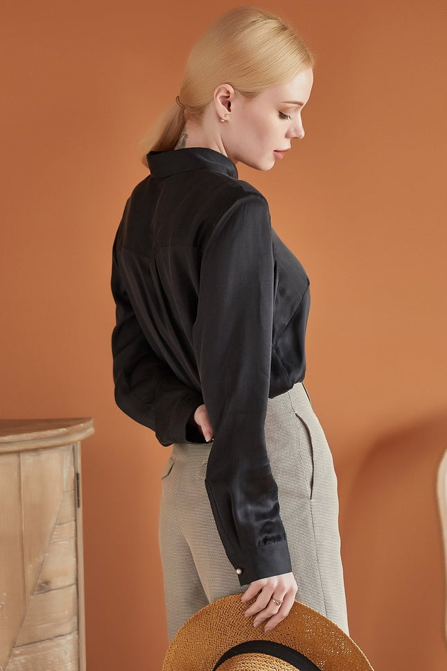 Soft Strokes Silk | Pointed Collar Fitted Ariel Blouse