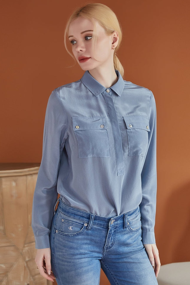 Soft Strokes Silk | Long Sleeve Elva Blouse