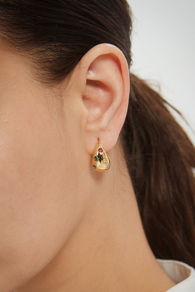 Miss Cecilia | Rainbow Sapphire Dome Hoop Earrings