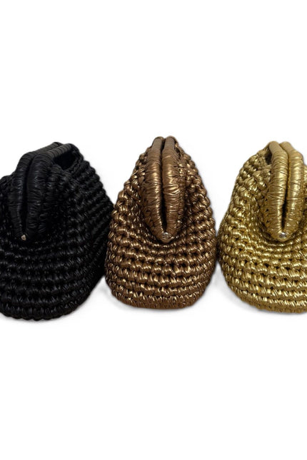 Springmoonatelier | Handmade Metallic Crochet Handbag – Statement Evening Bag