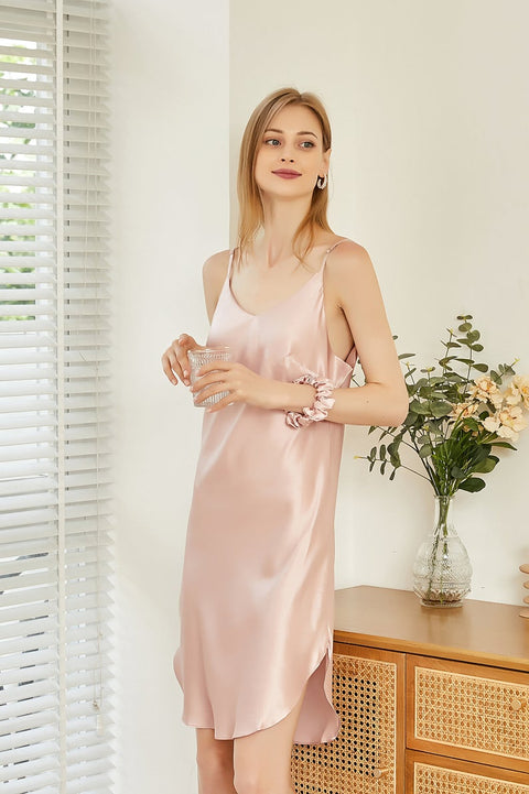 Soft Strokes Silk | River Nymph Pink Slip Mini Dress