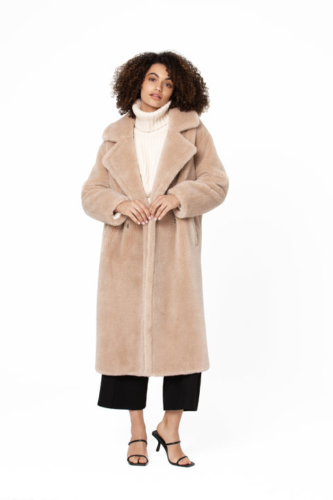 GIODORO | Lacossi Teddy Bear Coat in Buttercream Color