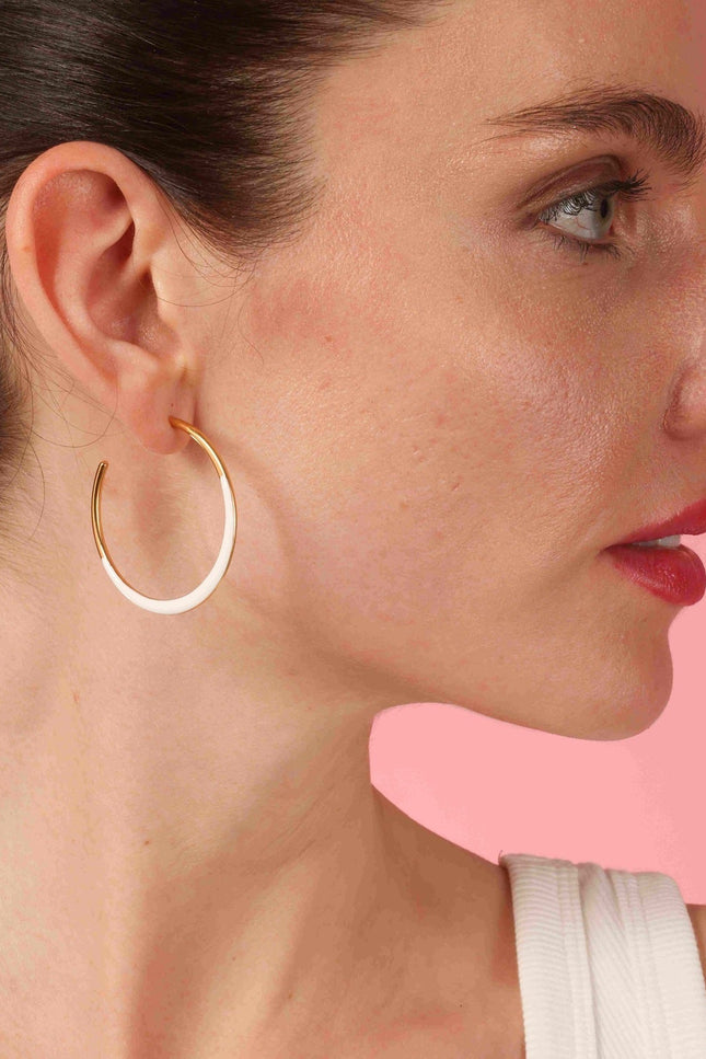 Michael Nash Jewelry | Ellery Gold And White Enamel Hoop Earrings