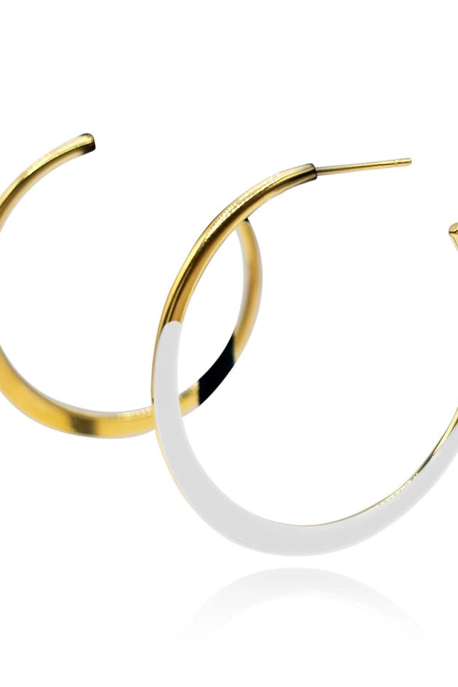 Michael Nash Jewelry | Ellery Gold And White Enamel Hoop Earrings