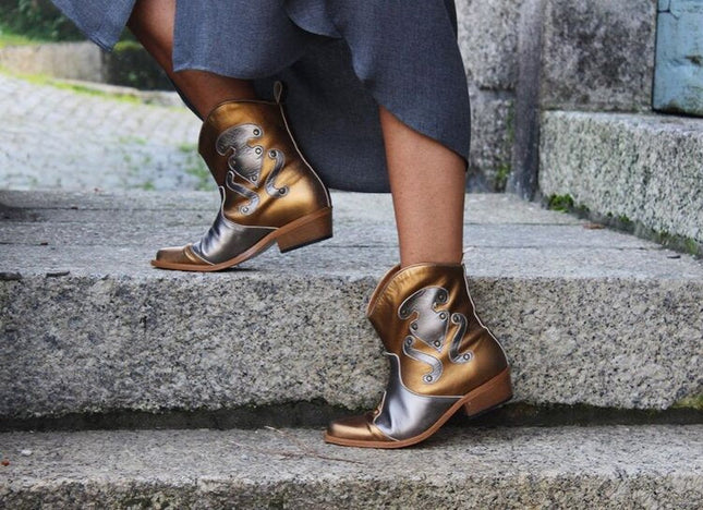 Entrudo | Talhas Cowboy Boots gold & silver