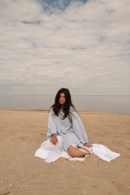 Soft Washed Shirt-Tunic IRIS BLUE