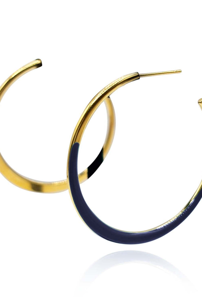 Michael Nash Jewelry | Ellery Black And Gold Enamel Hoop Earrings