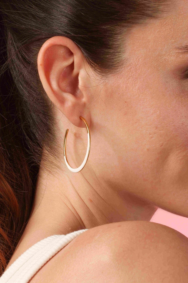 Michael Nash Jewelry | Ellery Gold And White Enamel Hoop Earrings