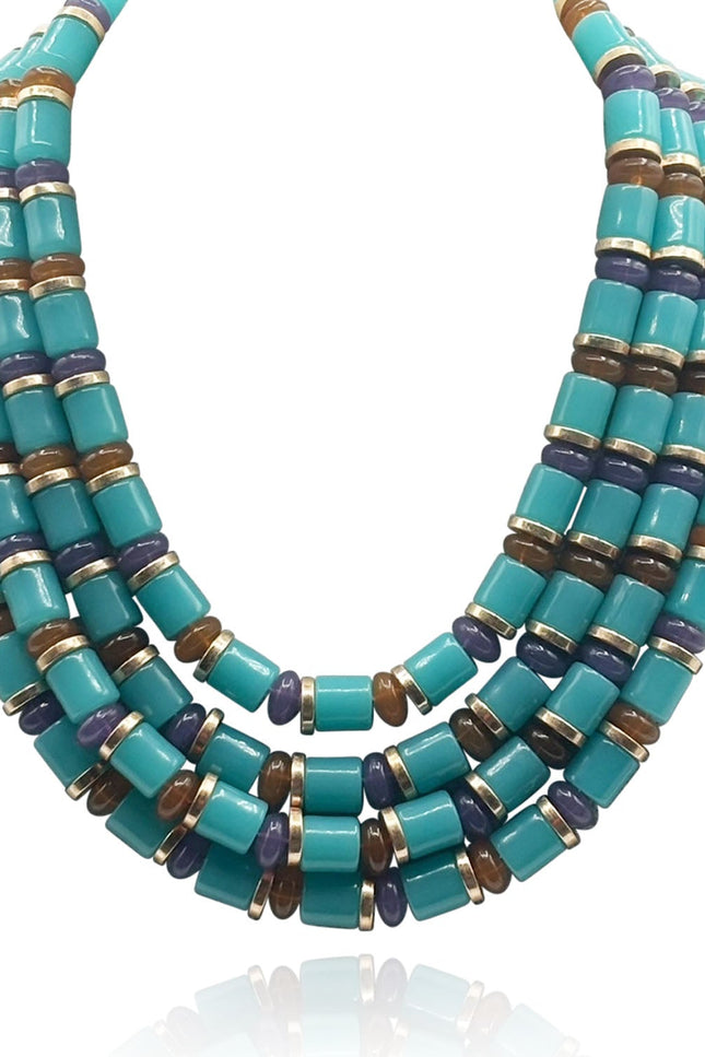 Michael Nash Jewelry | Zita Multi Strand Turquoise Multi Color Resin Necklace