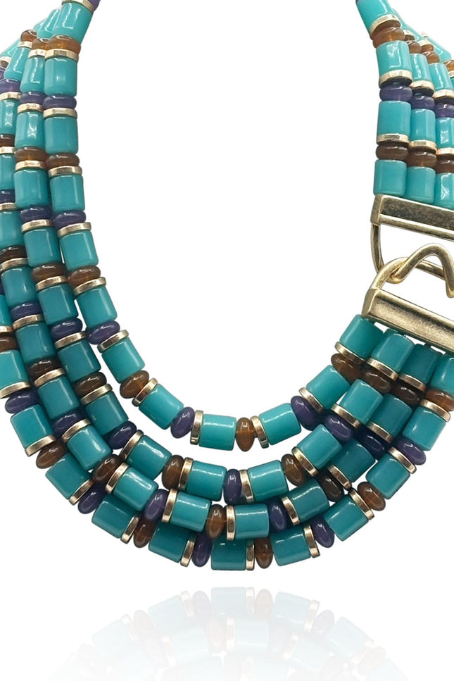 Michael Nash Jewelry | Zita Multi Strand Turquoise Multi Color Resin Necklace