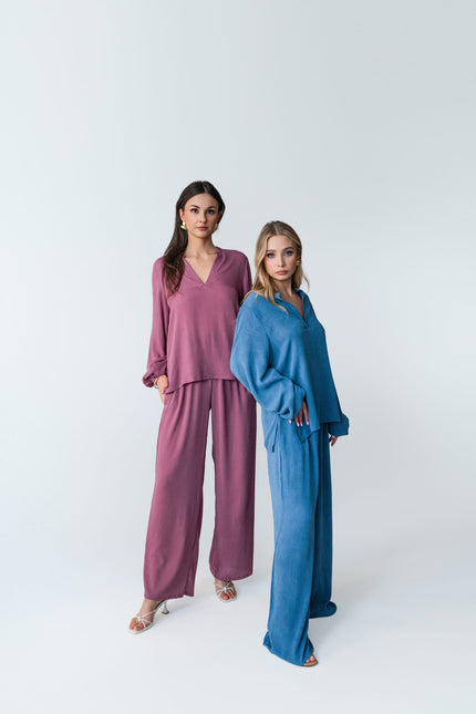 Maoconcept | Luźna koszula z rayonu w kolorze niebieskim