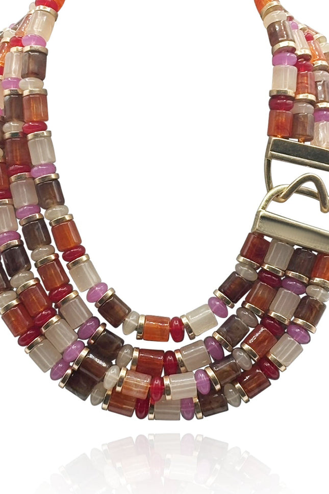 Michael Nash Jewelry | Zita Four Strand Muli Color Carnelian Necklace