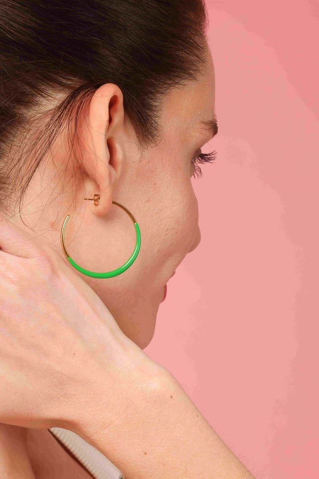 Michael Nash Jewelry | Ellery Gold And Green Enamel Hoop Eqrrings