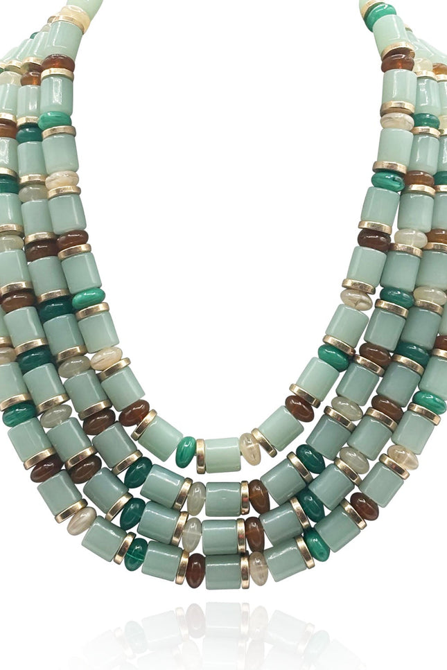 Michael Nash Jewelry | Zita Four Strand Multi Color Jade Resin Necklace